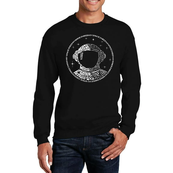 LA Pop Art Men's Word Art Crewneck Sweatshirt - I Need My Space Astronaut