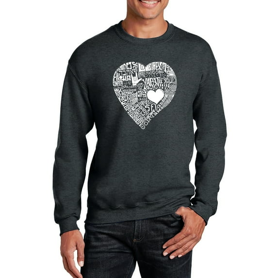 LA Pop Art Men's Word Art Crewneck Sweatshirt - LOVE IN 44 DIFFERENT LANGUAGES