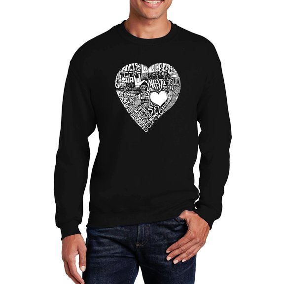 LA Pop Art Men's Word Art Crewneck Sweatshirt - LOVE IN 44 DIFFERENT LANGUAGES