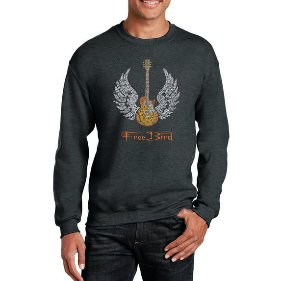 LA Pop Art Men's Word Art Crewneck Sweatshirt - LYRICS TO FREEBIRD
