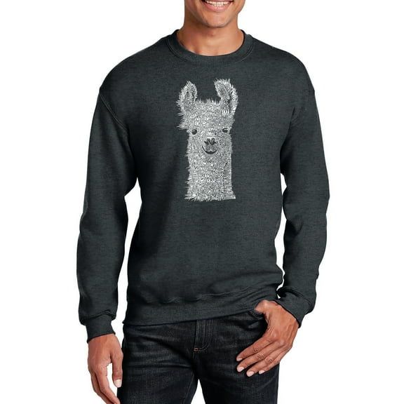 LA Pop Art Men's Word Art Crewneck Sweatshirt - Llama