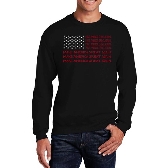 LA Pop Art Men's Word Art Crewneck Sweatshirt - Maga Flag