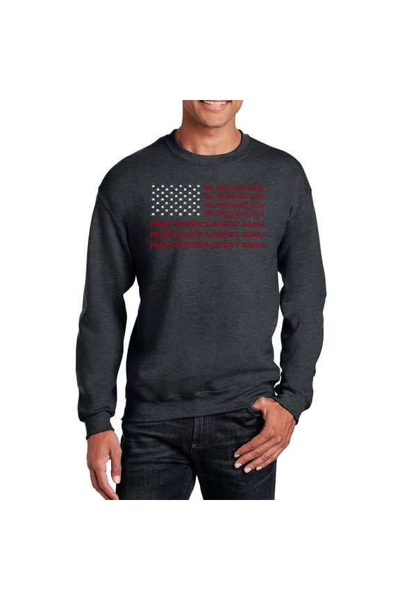 Men's Word Art Crewneck Sweatshirt - Maga Flag