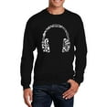 thumbnail image 1 of LA Pop Art Men's Word Art Crewneck Sweatshirt - Music Note Headphones, 1 of 2