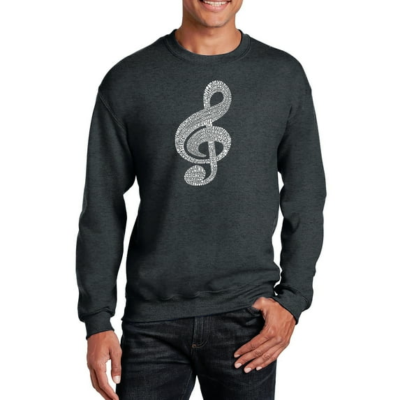 LA Pop Art Men's Word Art Crewneck Sweatshirt - Music Note
