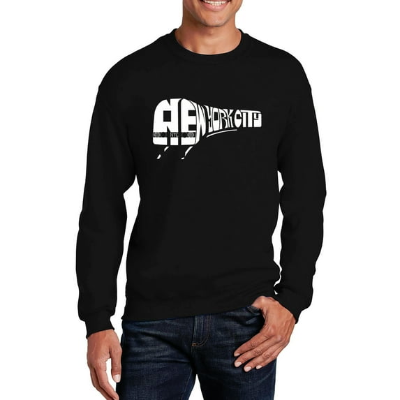 LA Pop Art Men's Word Art Crewneck Sweatshirt - NY SUBWAY