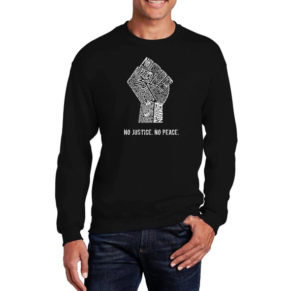 LA Pop Art Men's Word Art Crewneck Sweatshirt - No Justice, No Peace