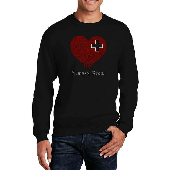 LA Pop Art Men's Word Art Crewneck Sweatshirt - Nurses Rock