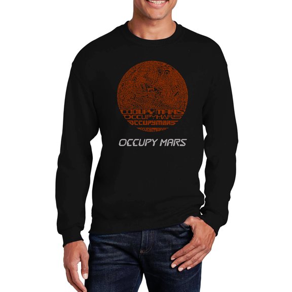 LA Pop Art Men's Word Art Crewneck Sweatshirt - Occupy Mars