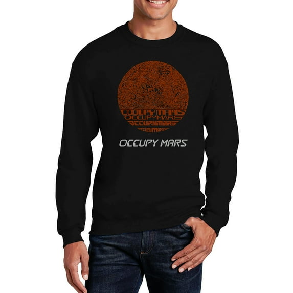LA Pop Art Men's Word Art Crewneck Sweatshirt - Occupy Mars