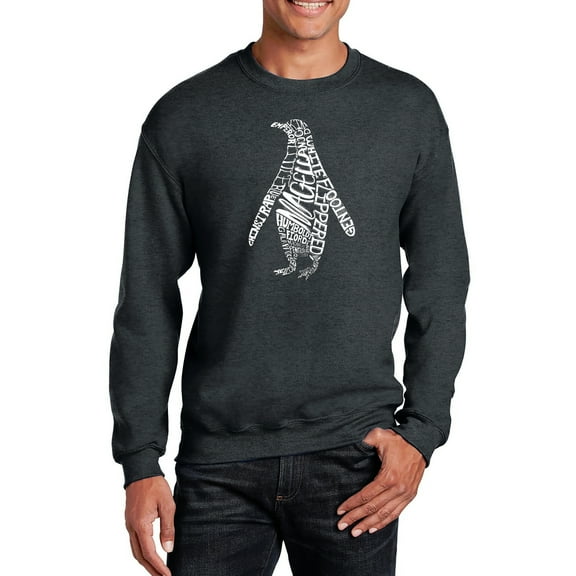 LA Pop Art Men's Word Art Crewneck Sweatshirt - Penguin