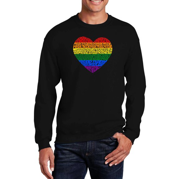 LA Pop Art Men's Word Art Crewneck Sweatshirt - Pride Heart