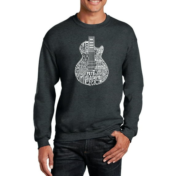LA Pop Art Men's Word Art Crewneck Sweatshirt - Rock Guitar Head
