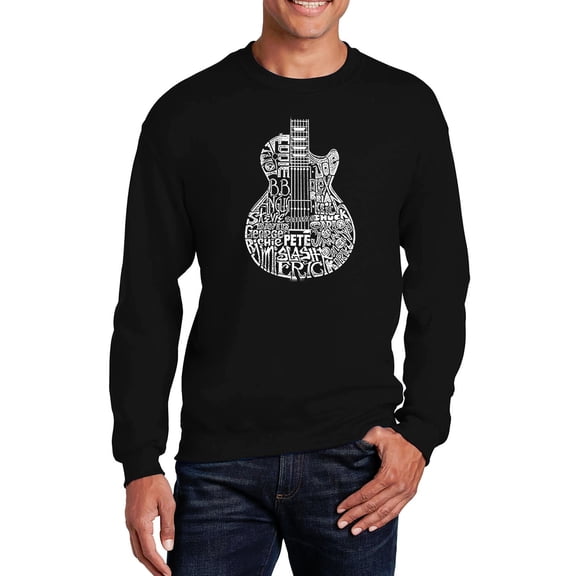 LA Pop Art Men's Word Art Crewneck Sweatshirt - Rock Guitar Head