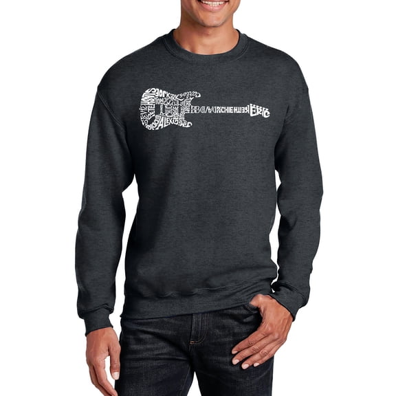 LA Pop Art Men's Word Art Crewneck Sweatshirt - Rock Guitar