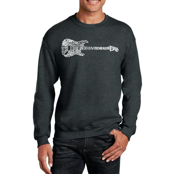 LA Pop Art Men's Word Art Crewneck Sweatshirt - Rock Guitar