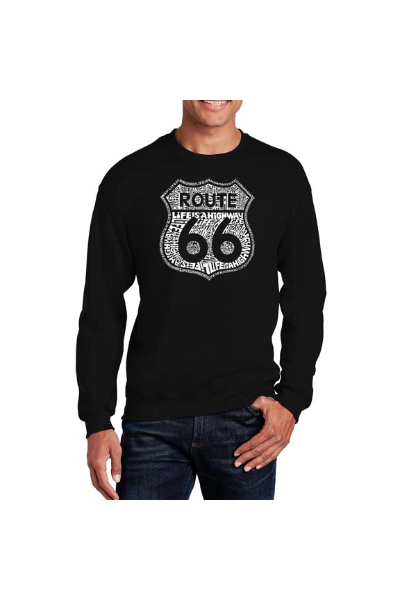 Men's Word Art Crewneck Sweatshirt - Route 66 - Life is a Highway