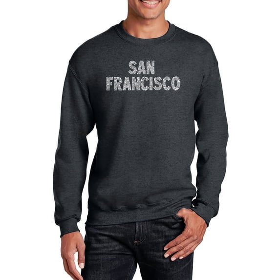 LA Pop Art Men's Word Art Crewneck Sweatshirt - SAN FRANCISCO NEIGHBORHOODS