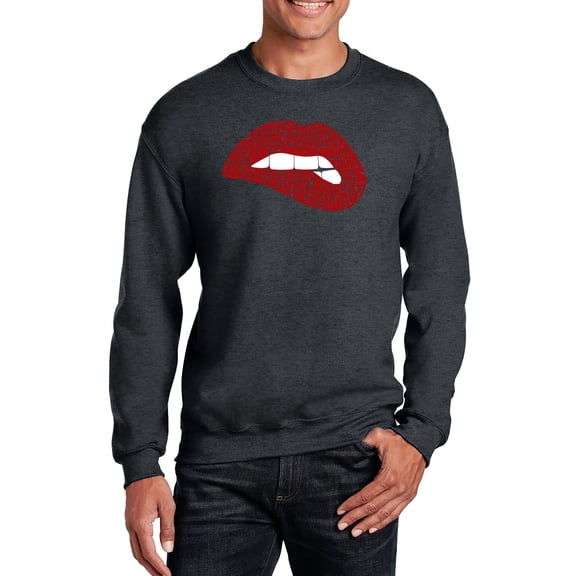 LA Pop Art Men's Word Art Crewneck Sweatshirt - Savage Lips