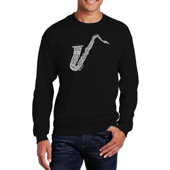 LA Pop Art Men's Word Art Crewneck Sweatshirt - Sax