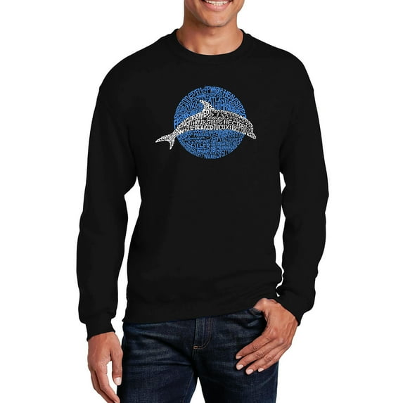 LA Pop Art Men's Word Art Crewneck Sweatshirt - Species of Dolphin