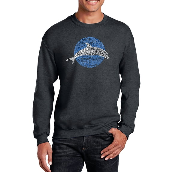 LA Pop Art Men's Word Art Crewneck Sweatshirt - Species of Dolphin