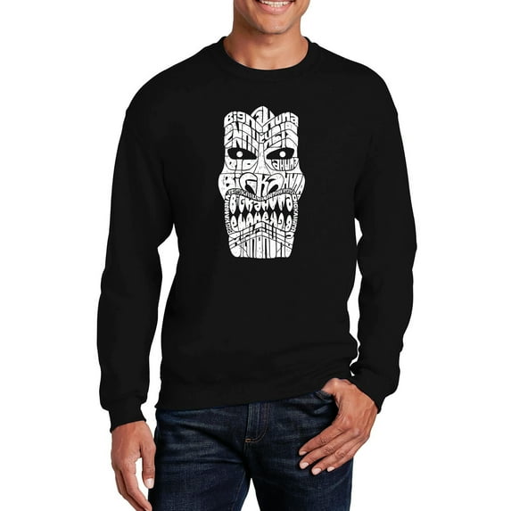 LA Pop Art Men's Word Art Crewneck Sweatshirt - TIKI - BIG KAHUNA