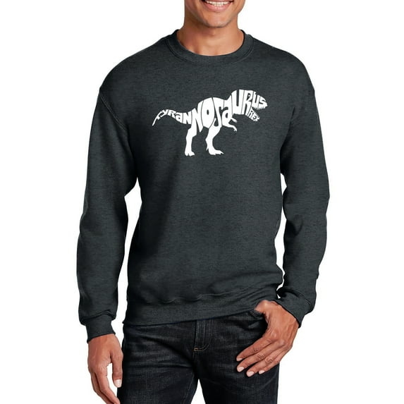 LA Pop Art Men's Word Art Crewneck Sweatshirt - TYRANNOSAURUS REX