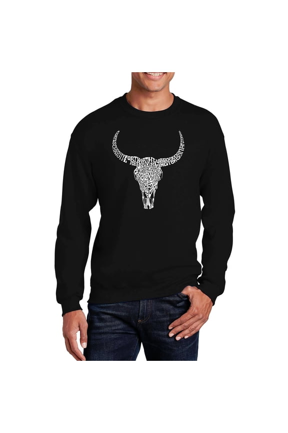 Men's Word Art Crewneck Sweatshirt - Texas Skull