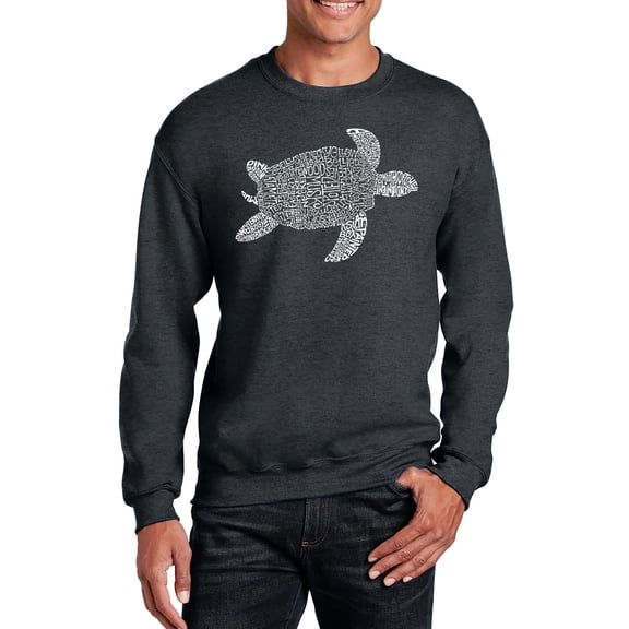 LA Pop Art Men's Word Art Crewneck Sweatshirt - Turtle
