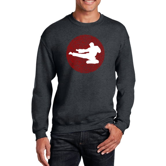 LA Pop Art Men's Word Art Crewneck Sweatshirt -Types of Martial Arts