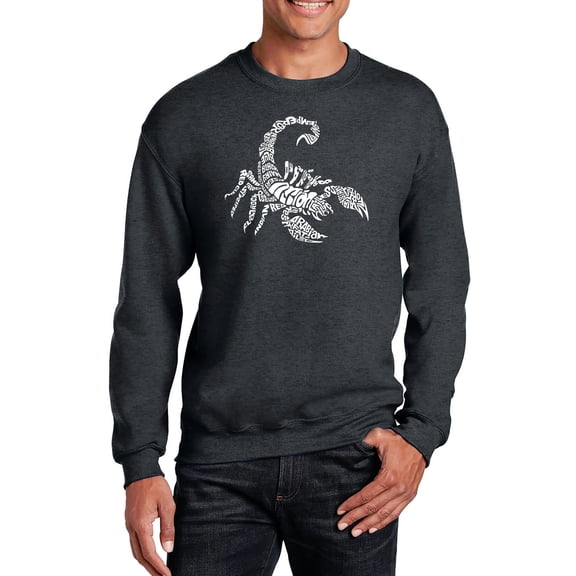 LA Pop Art Men's Word Art Crewneck Sweatshirt - Types of Scorpions