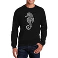 thumbnail image 1 of LA Pop Art Men's Word Art Crewneck Sweatshirt - Types of Seahorse, 1 of 2
