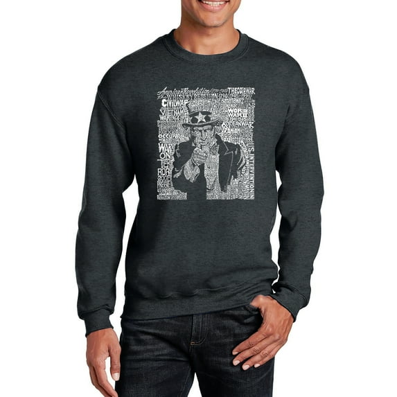 LA Pop Art Men's Word Art Crewneck Sweatshirt - UNCLE SAM