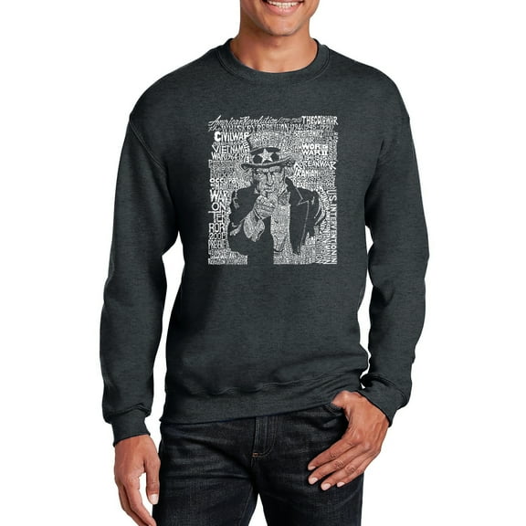 LA Pop Art Men's Word Art Crewneck Sweatshirt - UNCLE SAM