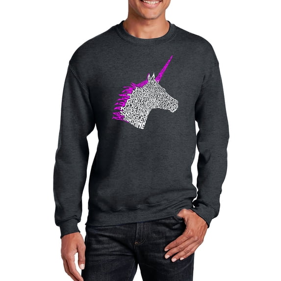 LA Pop Art Men's Word Art Crewneck Sweatshirt - Unicorn