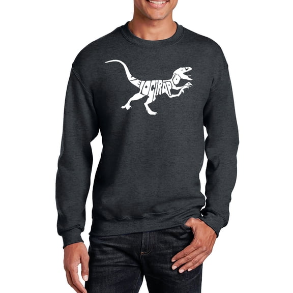 LA Pop Art Men's Word Art Crewneck Sweatshirt - Velociraptor