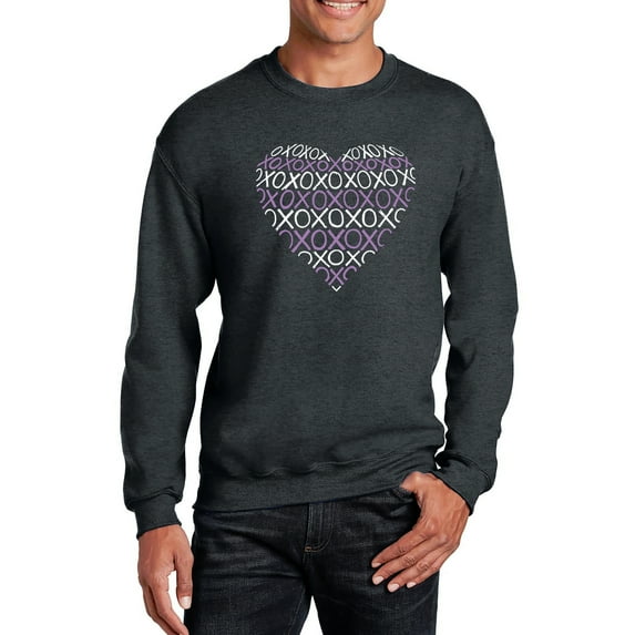 LA Pop Art Men's Word Art Crewneck Sweatshirt - XOXO Heart