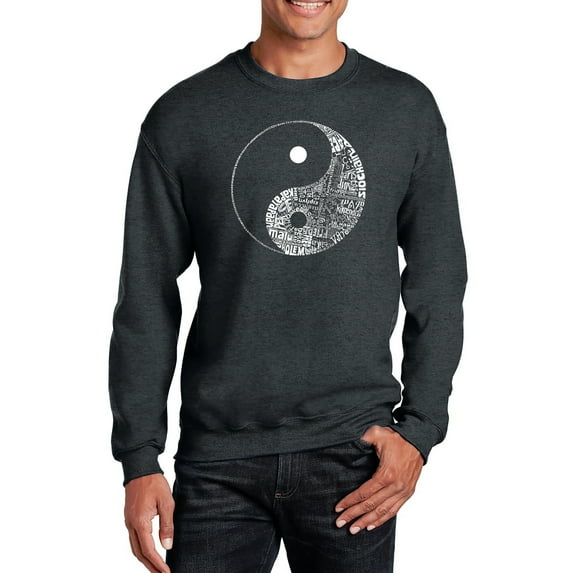 LA Pop Art Men's Word Art Crewneck Sweatshirt - YIN YANG