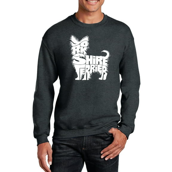 LA Pop Art Men's Word Art Crewneck Sweatshirt - Yorkie