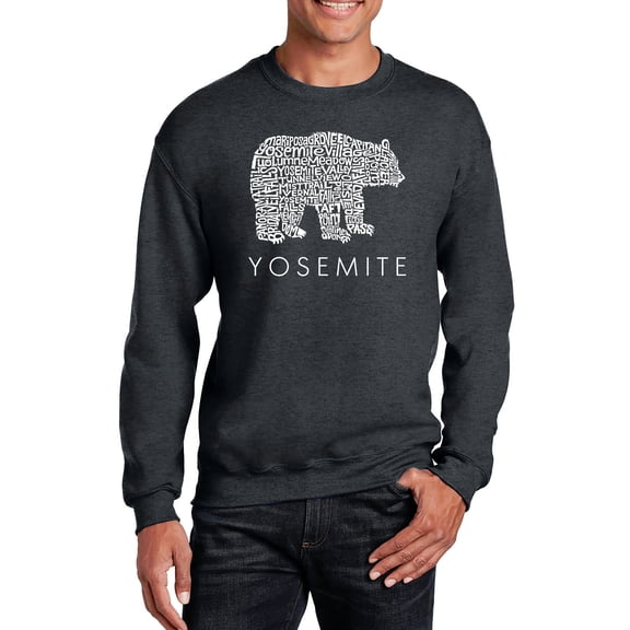 LA Pop Art Men's Word Art Crewneck Sweatshirt - Yosemite Bear