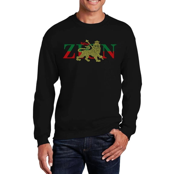LA Pop Art Men's Word Art Crewneck Sweatshirt - Zion - One Love