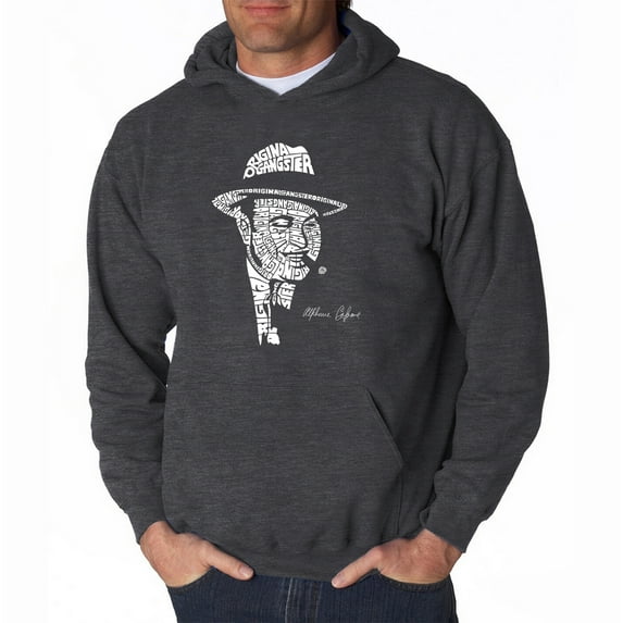 LA Pop Art Men's Word Art Hooded Sweatshirt - AL CAPONE-ORIGINAL GANGSTER