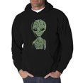 thumbnail image 1 of LA Pop Art Men's Word Art Hooded Sweatshirt - Alien, 1 of 2