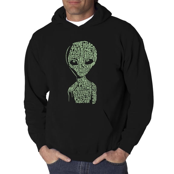 LA Pop Art Men's Word Art Hooded Sweatshirt - Alien
