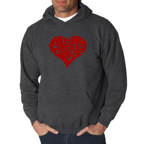 LA Pop Art Men's Word Art Hooded Sweatshirt - All You Need Is Love