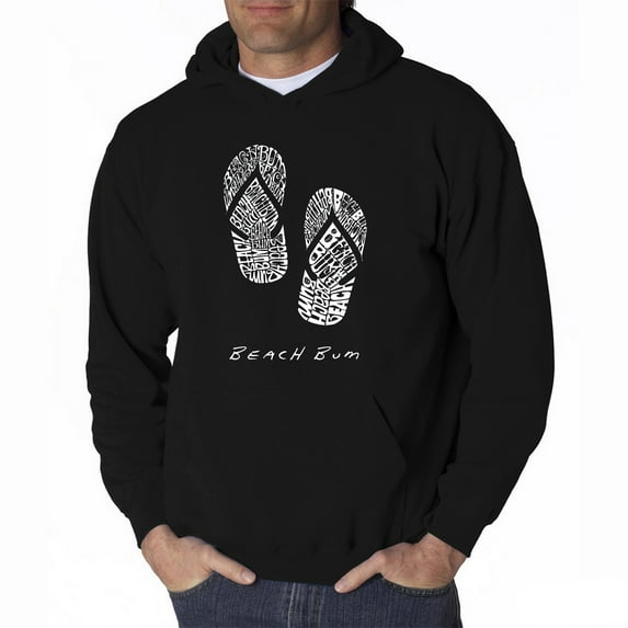 LA Pop Art Men's Word Art Hooded Sweatshirt - BEACH BUM
