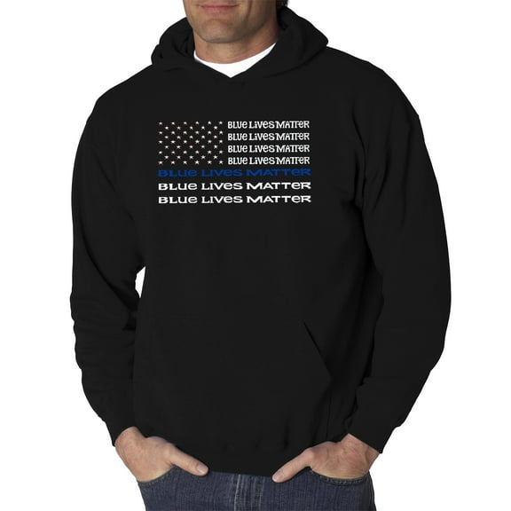 LA Pop Art Men's Word Art Hooded Sweatshirt - Blue Lives Matter