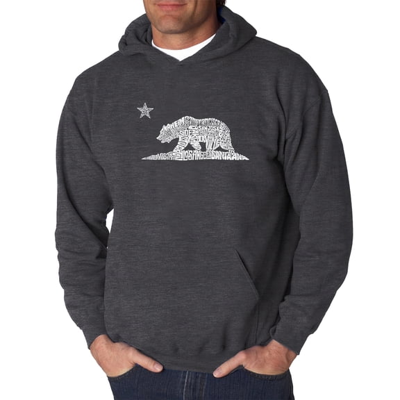 LA Pop Art Men's Word Art Hooded Sweatshirt - California Bear