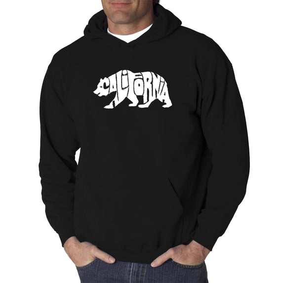 LA Pop Art Men's Word Art Hooded Sweatshirt - California Bear